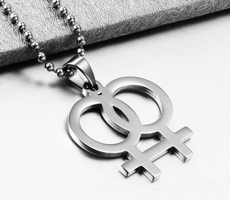LGBTQ+  Pride Pendant Necklace Stainless Steel  22 inches