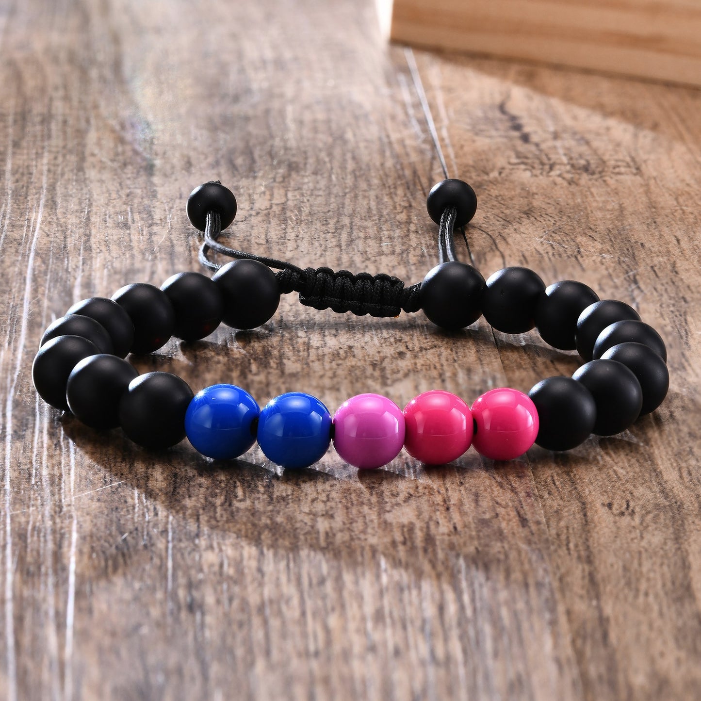 LGBTQ+ Pride Rainbow Beads Charm Bracelets Adjustable 8mm
