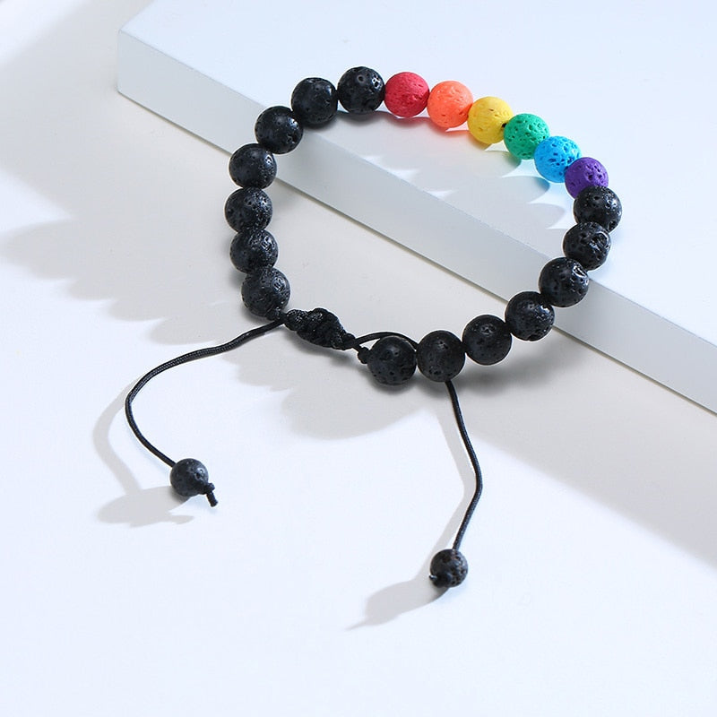 LGQBT+ Rainbow  Pride Lava Stone Bracelets 16-30cm