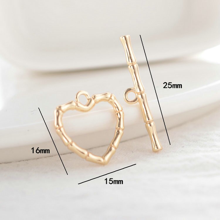 Heart / Round Bracelet O Toggle Clasps 14K Gold Plated (2set, 4set)