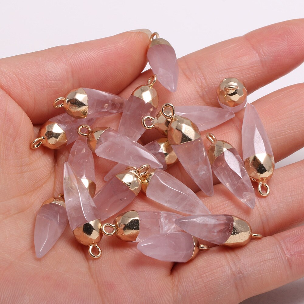 Natural Crystal Faceted Gemstone Link Connector 13x26mm (1pc)