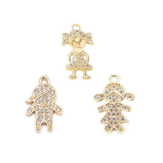 Little Girl or Boy Charms Pendants With Cubic Zirconia  (4pcs)