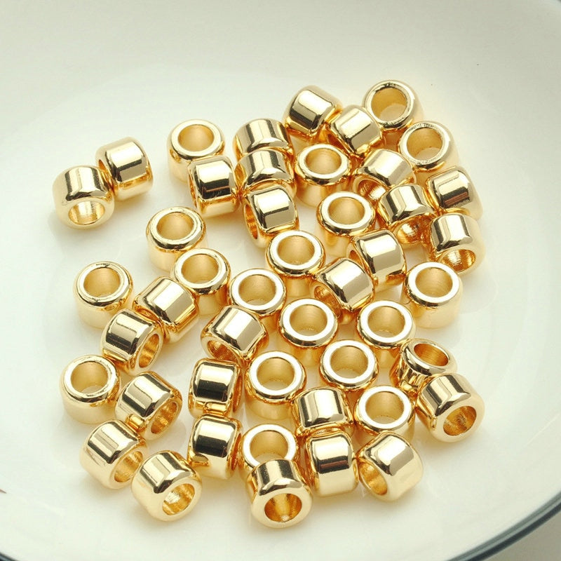 Barrel Beads Spacer Beads 14K Gold Plated 4mm, 5mm (10pcs)