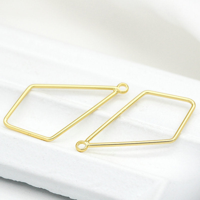 Drop Earrings Findings Connector 24K Gold Plated 30*16MM (8pcs)
