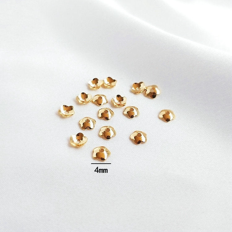Beads Caps Flower Beads Caps Mixed 14K Gold Plated 4mm, 6mm (20pcs)