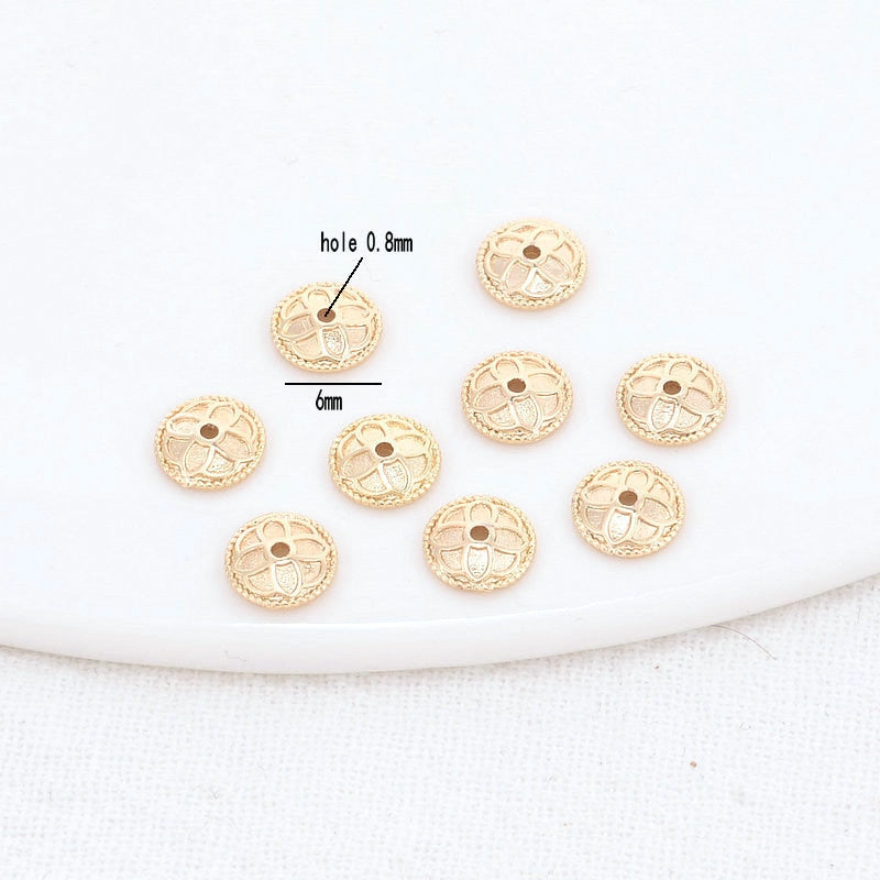 Beads Caps Flower Beads Caps Mixed 14K Gold Plated 4mm, 6mm (20pcs)