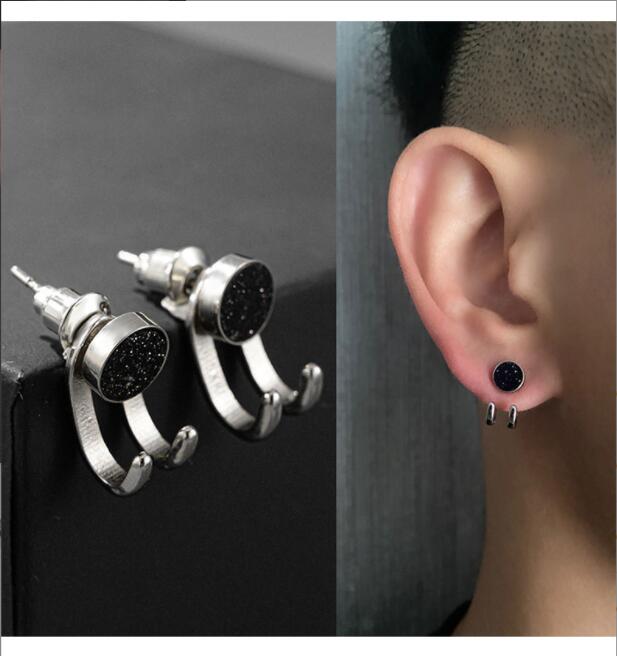 Black Onyx Studs Mens Earrings Black Small Stud Earrings for Man/Woman Unisex (6 Options)