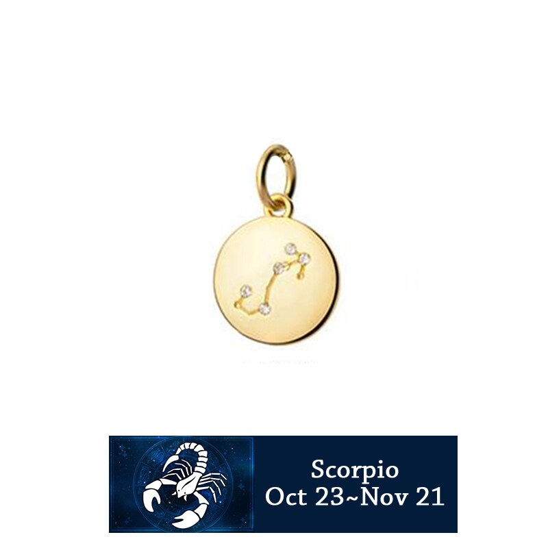 Constellation Zodiac Sign CZ Charm Pendant 925 Sterling Silver