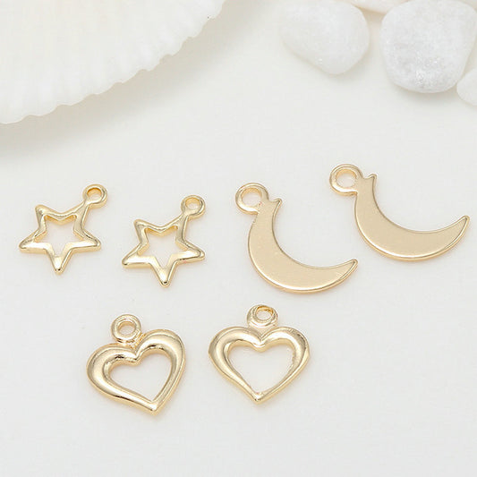 Star Heart Moon Charms Findings Connectors Components 14k Gold Plated (20-30pcs)