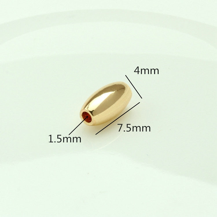 Smooth Oval Beads Spacer 14K Gold Plated  4*7.5MM  (10pcs)
