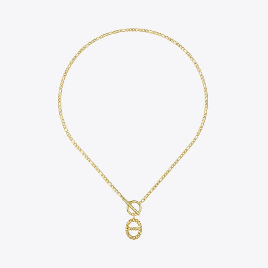 Toggle T-Bar Chain Chunky Link Necklace SS 18K Gold Plated