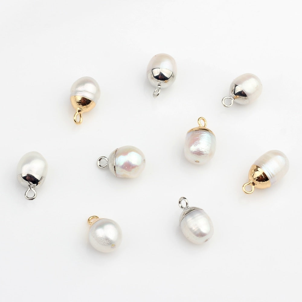 Natural Freshwater Baroque Pearl Drop Shape Loose Beads Charms (4pcs)