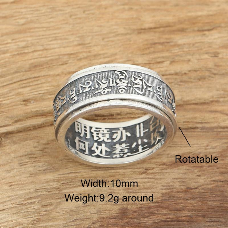 Men's Rings Rotatable Tibetan Six Words Mantra Rings Om Mani Padme Hum Buddhist Ring- Magic Jewellers 