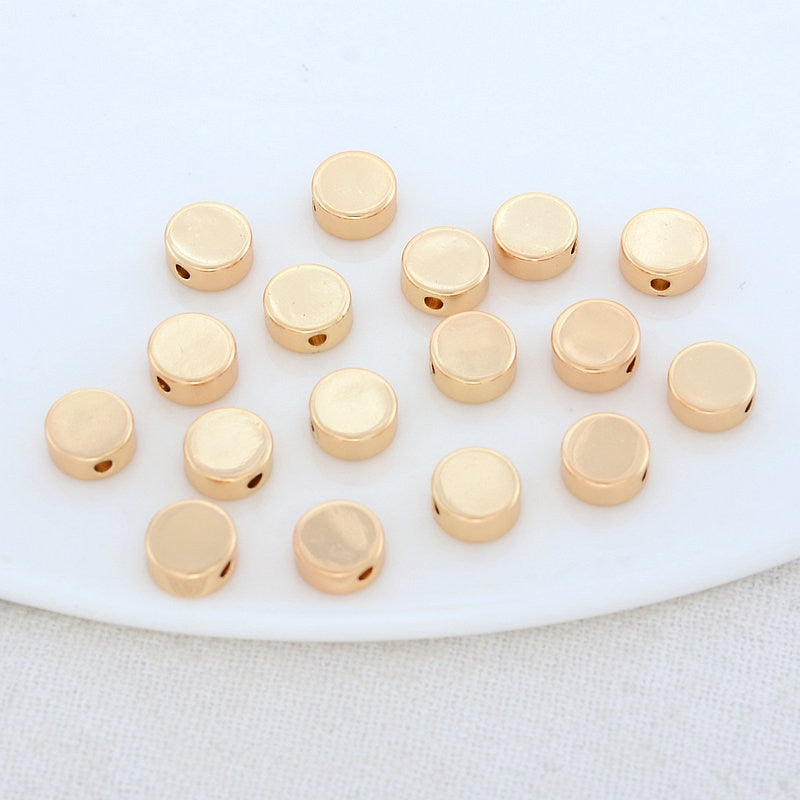 Round Spacer Beads 14K Gold Plated 2.5*6mm Hole 1mm (20pcs)