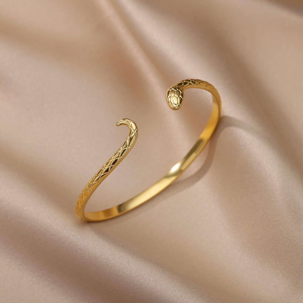 Snake Bracelet Open Adjustable Snake Cuff Bangle Stainless Steel- Magic Jewellers