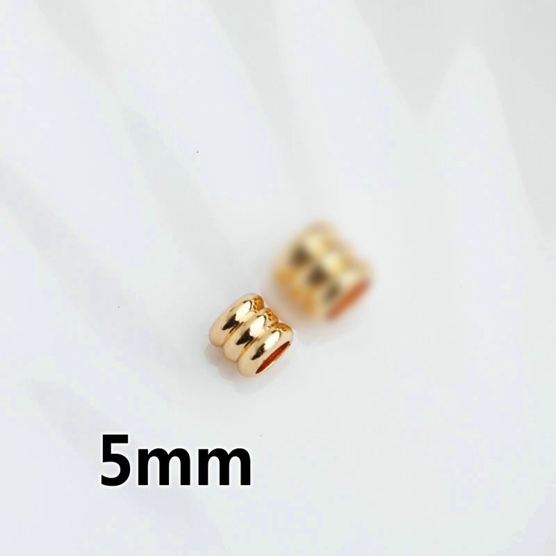 Ribbed Barrel Spacer Beads Ribbed 14K Gold Plated 5mm, 6mm (10pcs, 20pcs)