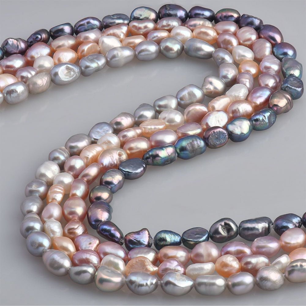 Natural Freshwater Baroque Pearl Beads Strands 3-10mm (Peacock Blue, White, Purple, Pink)
