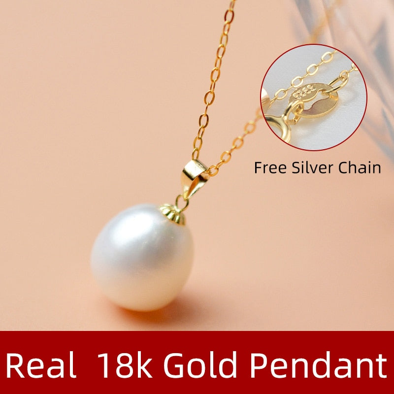 Freshwater Cultured Pearl Pendant Necklace 18K Yellow Gold