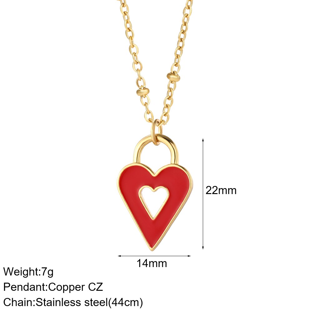 LGBTQ+ Pride Heart Rainbow Pendant Necklace Chain Stainless Steel 44cm