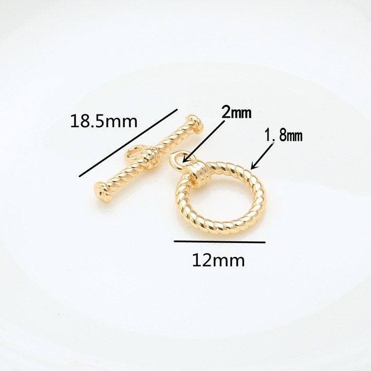 Round Bracelet O Toggle Clasps 14K Gold Plated (2set, 4set)