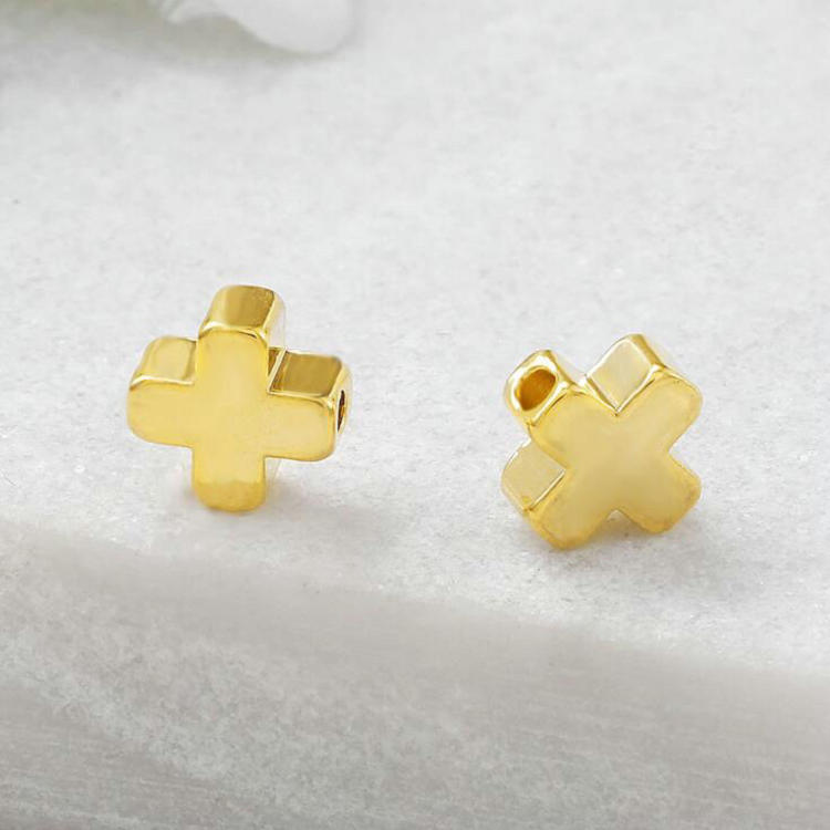 Cross Spacer Beads 14K Gold Plated 6mm  (20pcs)