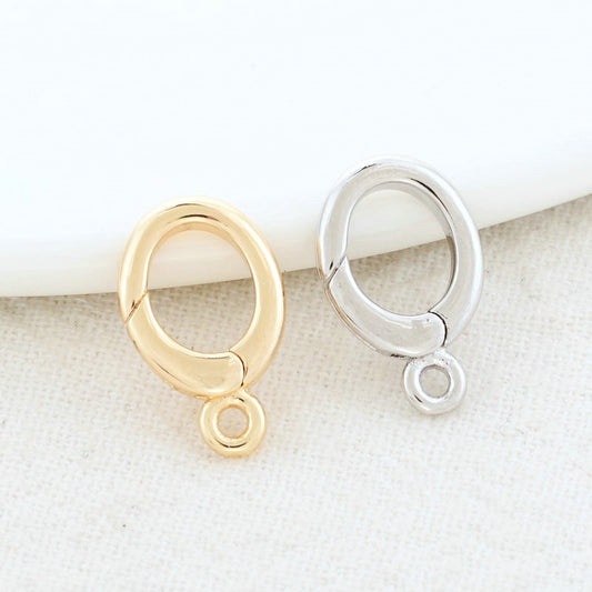 Lobster Clasps With Loop Gold/Platinum Plated 15.5*9.5mm Loop Hole 2mm (2pcs, 4pcs)
