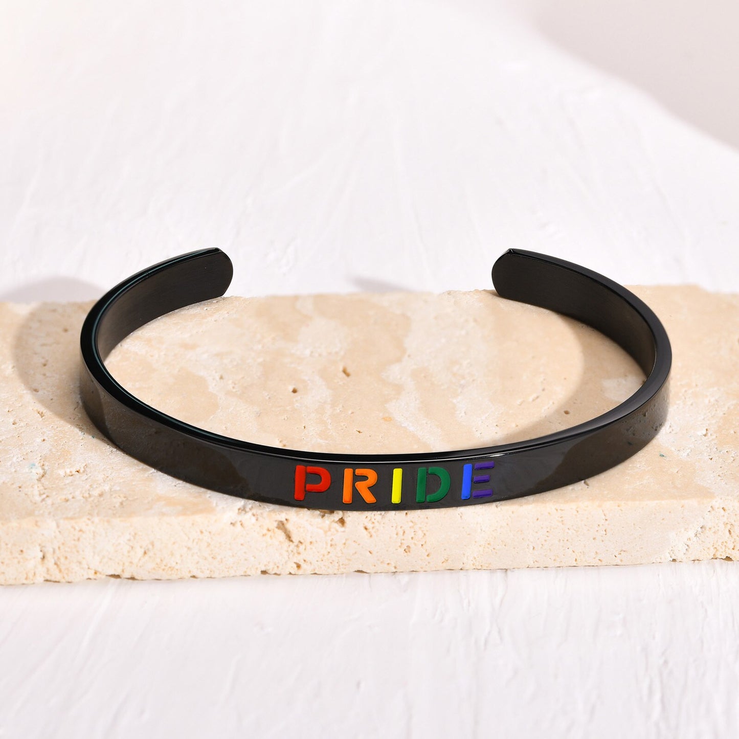 LGBTQ+ Pride Rainbow Cuff Bracelet Bangle Width: 6mm (60mm)