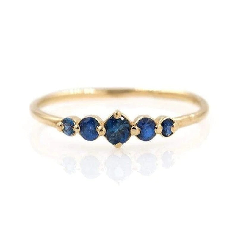 Sapphire Cubic Zirconia Band Rings 925 Sterling Silver 18K Gold Plated - Magic Jewellers