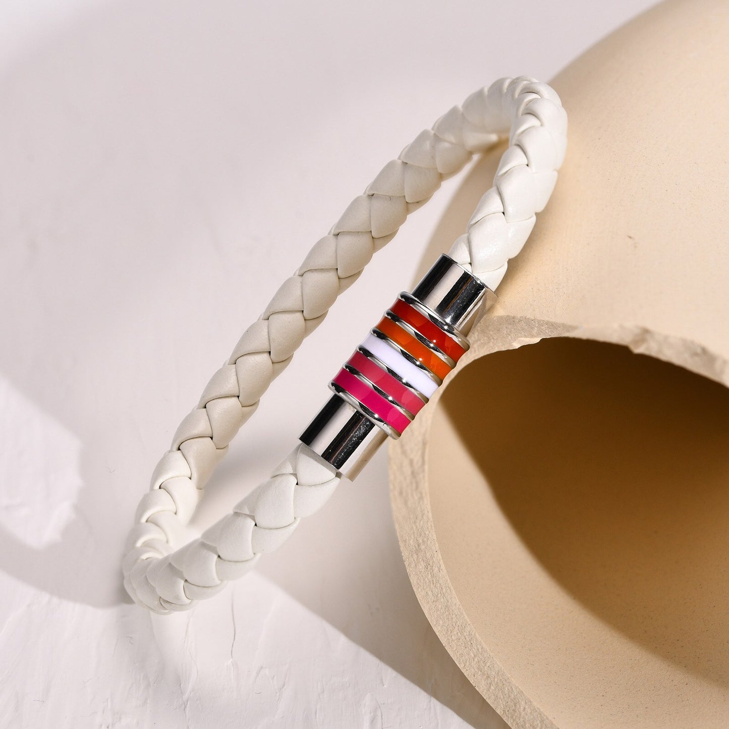 LGBTQ Pride Rainbow Handmade Braided Weave Bracelet Wristband (Length: 19cm/21.5cm)