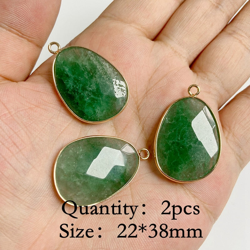 Natural Green Aventurine Jades Pendant Charm Beads Connectors ( Mixed Choices)