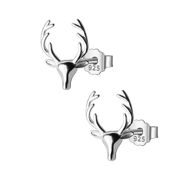 Christmas Stud Earrings Milu Deer 925 Sterling Silver