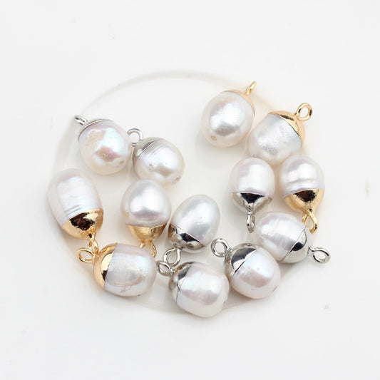 Natural Freshwater Baroque Pearl Drop Shape Loose Beads Charms (4pcs)