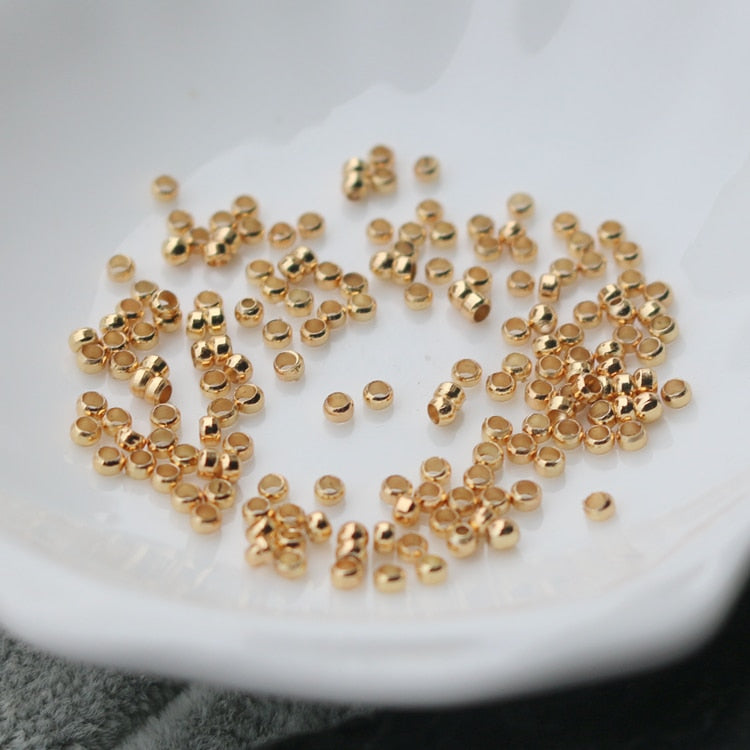 Crimp End Beads Rondelle Spacer Beads Findings 14K Gold Plated (100pcs) - Magic Jewellers