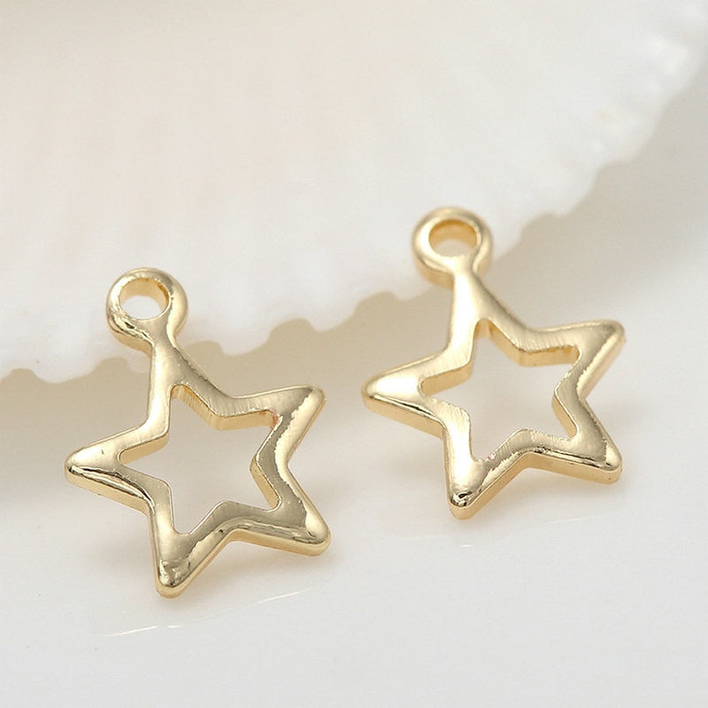 Star Heart Moon Charms Findings Connectors Components 14k Gold Plated (20-30pcs)