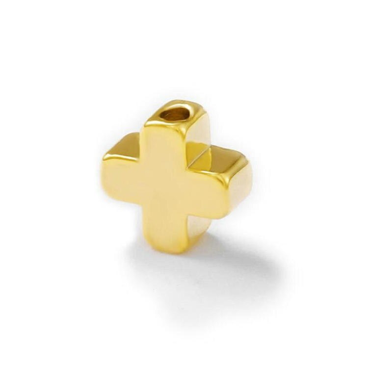 Cross Spacer Beads 14K Gold Plated 6mm  (20pcs)