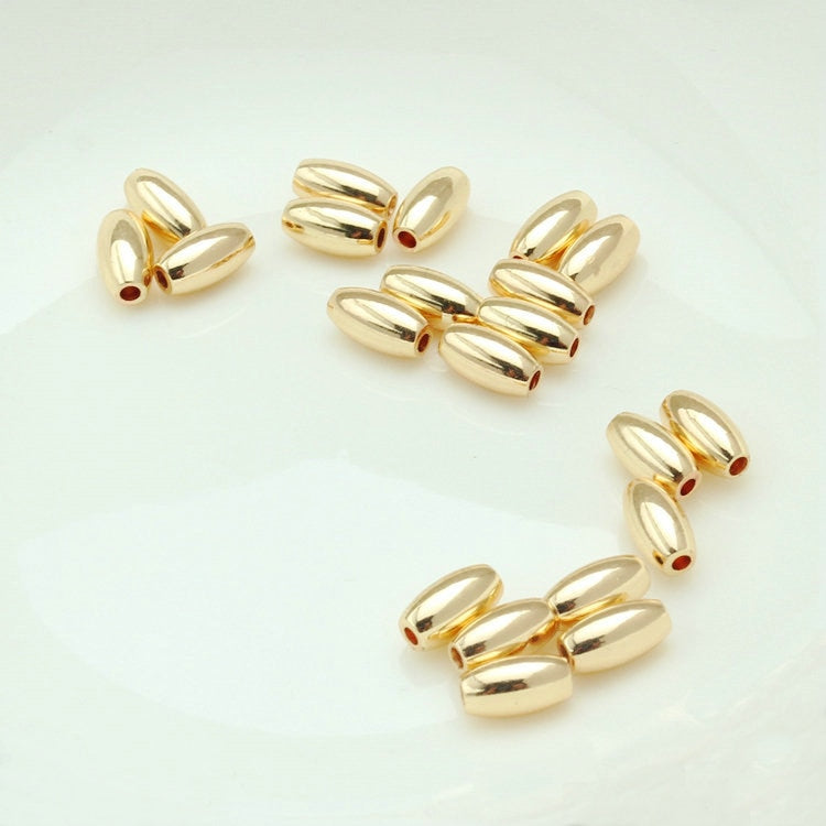 Smooth Oval Beads Spacer 14K Gold Plated  4*7.5MM  (10pcs)
