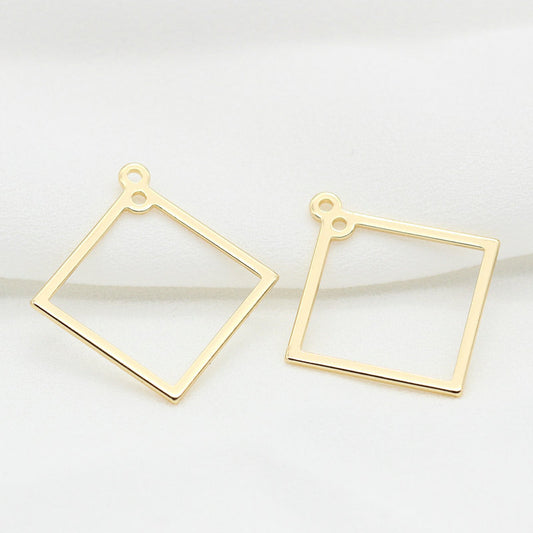 Square Drop Earrings Findings Connector 24K Gold Plated 24MM (5,10pcs)