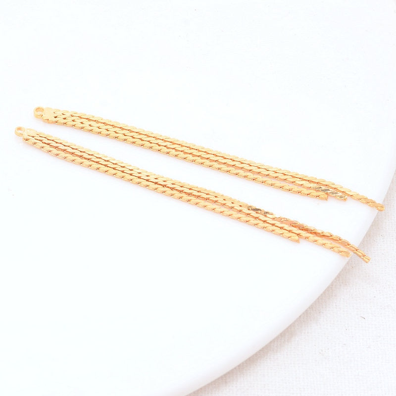 Tassel Chain Earrings Findings 62MM 14K Gold Plated (2pcs, 4pcs, 6pcs )
