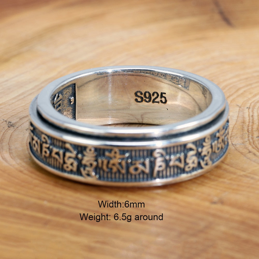 Men's Rings Rotatable Tibetan Six Words Mantra Rings Om Mani Padme Hum Buddhist Ring- Magic Jewellers 