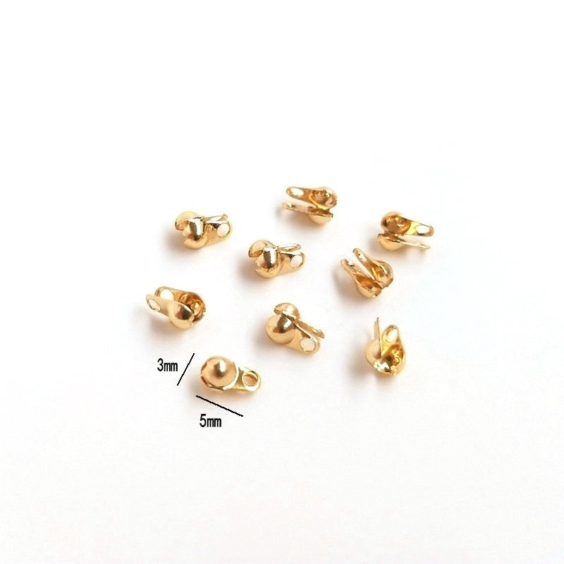 Calotte Ends Crimps Clamshell Knot Cover 14K Gold Plated 3MM 4MM  ( 50pcs)