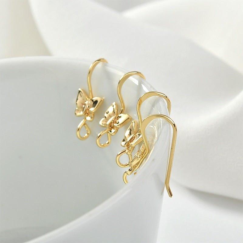 Butterfly Hooks Earrings Ear Wire Fish Hooks 14K Gold Plated Earrings Findings (6pcs) - Magic Jewellers