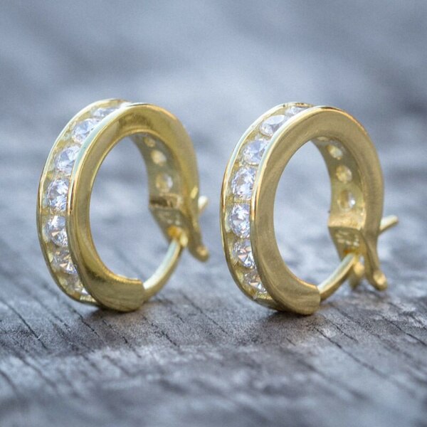 Hoop Earrings Huggies Shiny Crystal Ear Stud Men/Woman Unisex- Magic Jewellers 