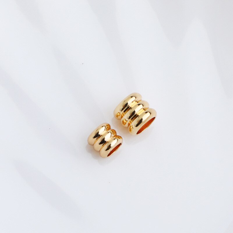 Ribbed Barrel Spacer Beads Ribbed 14K Gold Plated 5mm, 6mm (10pcs, 20pcs)