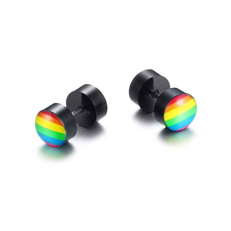 LGBTQ+ Pride Rainbow Stud Earrings Stainless Steel  9*10mm