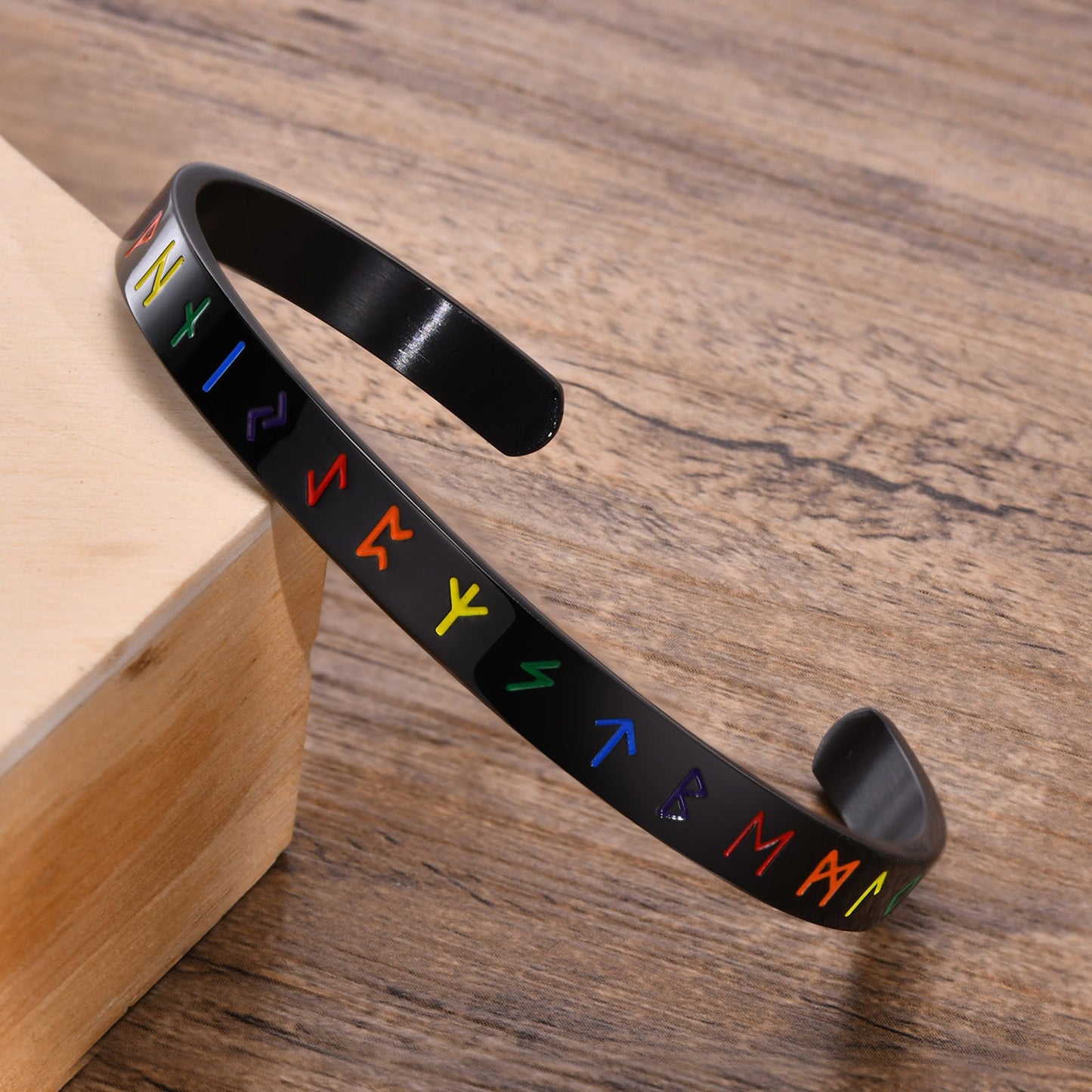 LGBTQ Pride Rainbow Cuff Bangle Bracelets Stainless Steel 59mm/2.32"  (Width: 4/6mm)