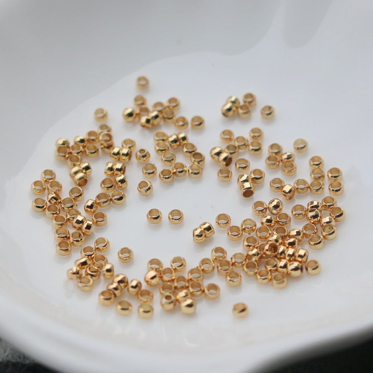 Crimp End Beads Rondelle Spacer Beads Findings 14K Gold Plated (100pcs) - Magic Jewellers