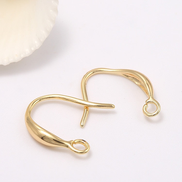 Hooks Earrings Findings Ear Wire Fish French Hooks French With Loops 14K Gold Plated (10pcs) - Magic Jewellers