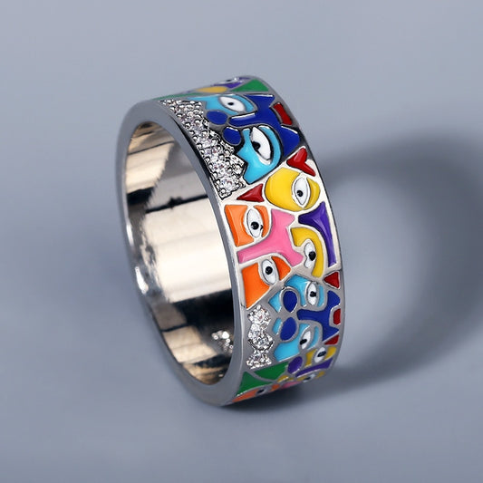 Enamel Rings Enamel Cat Rings With Zirconia Sterling Silver Size 5-11  at Magic Jewellers