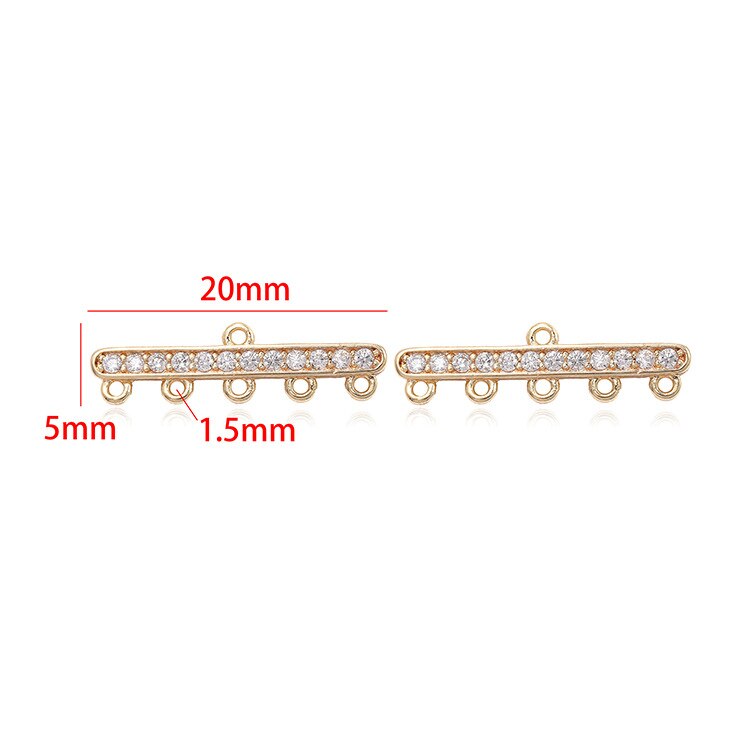 Vertical Bar Pendant Connector Charm 5 Holes With AAA Cubic Zirconia 14mm, 20mm  (2pcs, 4pcs)