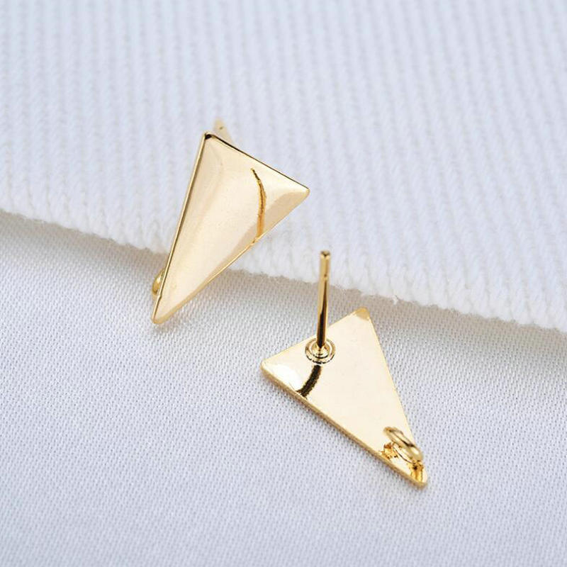 Triangle Stud Earrings Findings Connector With Loop 14K Gold Plated/Platinum  11*8mm ( 4,6 pcs)